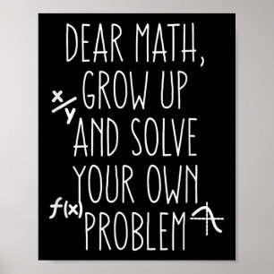 Affiche Citation de maths drôle pour filles garçons adoles