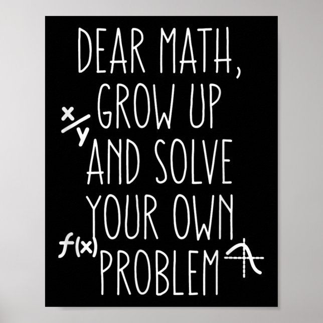 Affiche Citation de maths drôle pour filles garçons adoles (Devant)