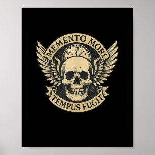 Affiche Citation de Memento Mori Tempus Fugit Latin stoïqu