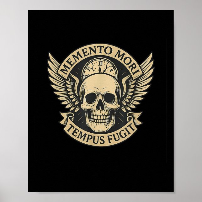 Affiche Citation de Memento Mori Tempus Fugit Latin stoïqu (Devant)