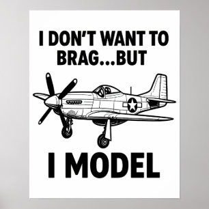 Affiche Citation de modèle drôle avec l'avion P‑51 Mustang