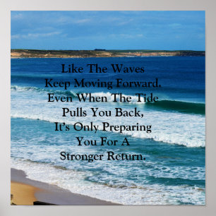 Affiche Citation De Motivation De Plage : Comme Les Vagues