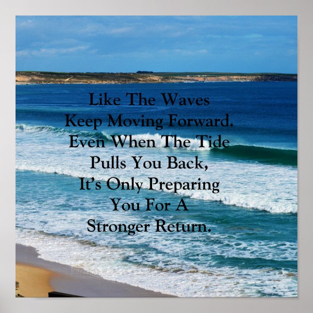Affiche Citation De Motivation De Plage : Comme Les Vagues (Devant)