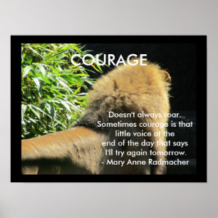 Affiche Citation de motivation Lion Courageux