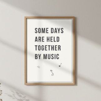 Affiche Citation de musique douce. Mur de la chambre