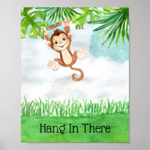 Affiche Citation de nurserie de bébé singe mignon qui tien
