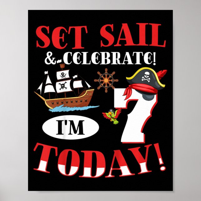 Affiche Citation de pirate pour l'anniversaire de 7 ans d' (Devant)