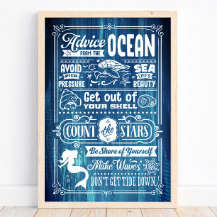 Affiche Citation de plage mignonne Conseils de l'océan