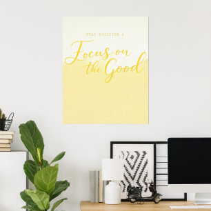 Affiche Citation de positivité à dégradé jaune – Mur minim