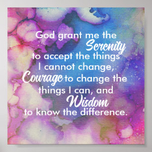 Affiche Citation de prière de sérénité bleu et violet aqua