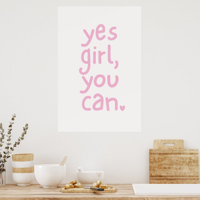 Affiche Citation de puissance fille rose mignonne Oui Fill (Cuisine)