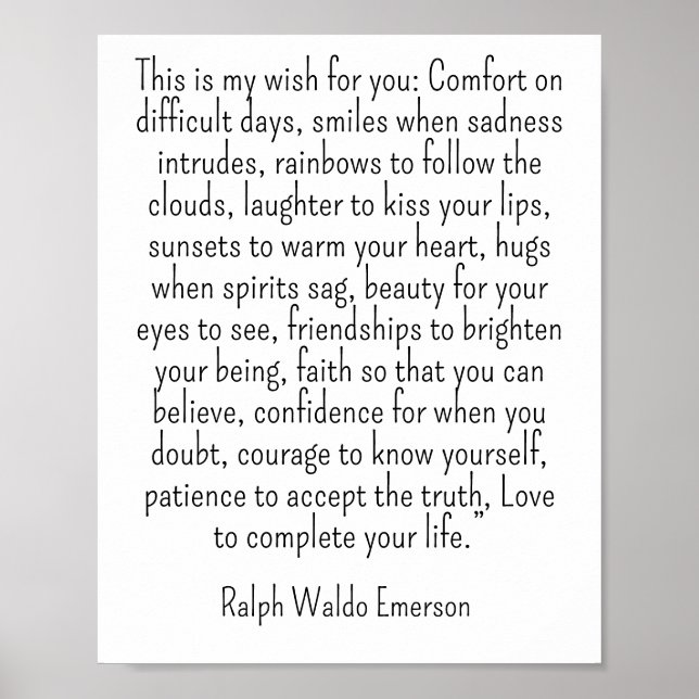 Affiche Citation de Ralph Waldo Emerson - c'est mon souhai (Devant)
