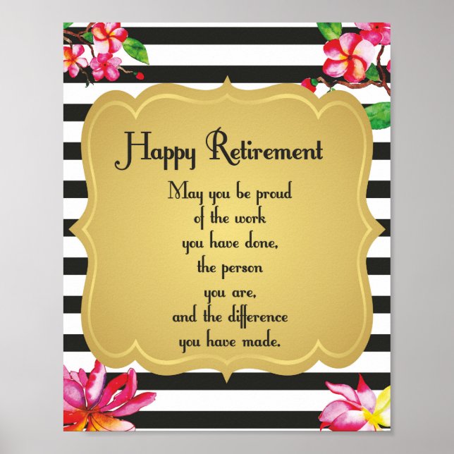 Affiche Citation de retraite heureuse Cadeau d'adieu (Devant)
