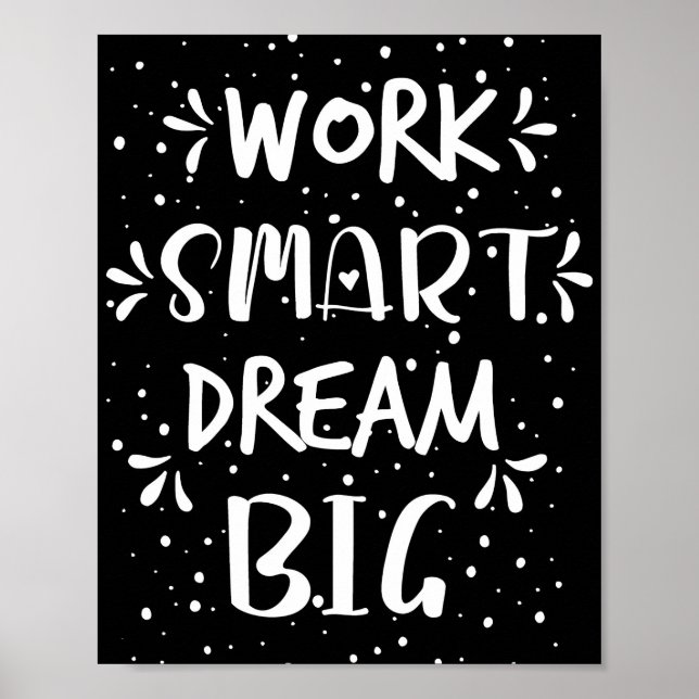 Affiche Citation de réussite Travail intelligent Rêve gran (Devant)