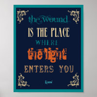 Citation de Roumi en typographie 8x10 - La lumière