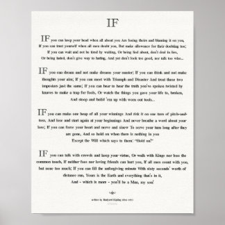 Affiche Citation de Rudyard Kipling 1895 sur le lin blanc