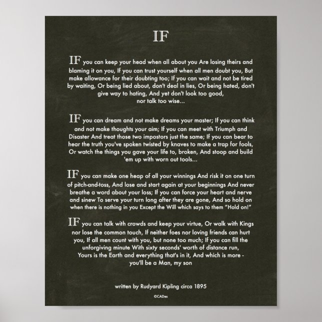 Affiche Citation de Rudyard Kipling de Chalk Art IF 1895 (Devant)