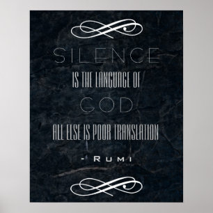 Affiche Citation de Rumi sur le silence et Dieu