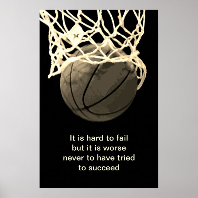 Affiche Citation de Sepia Motivational vintage Basketball (Devant)