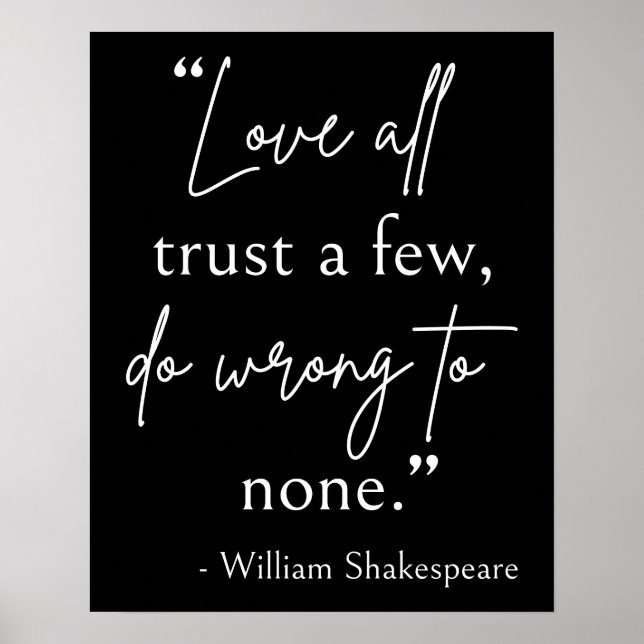 Affiche Citation De Shakespeare - Amour, Confiance Et Erre (Devant)