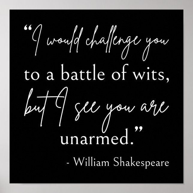Affiche Citation De Shakespeare - Bataille De Wits II (Devant)