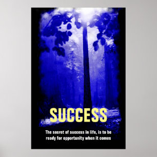 Affiche Citation de succès de l'arbre de nuit bleu Inspira
