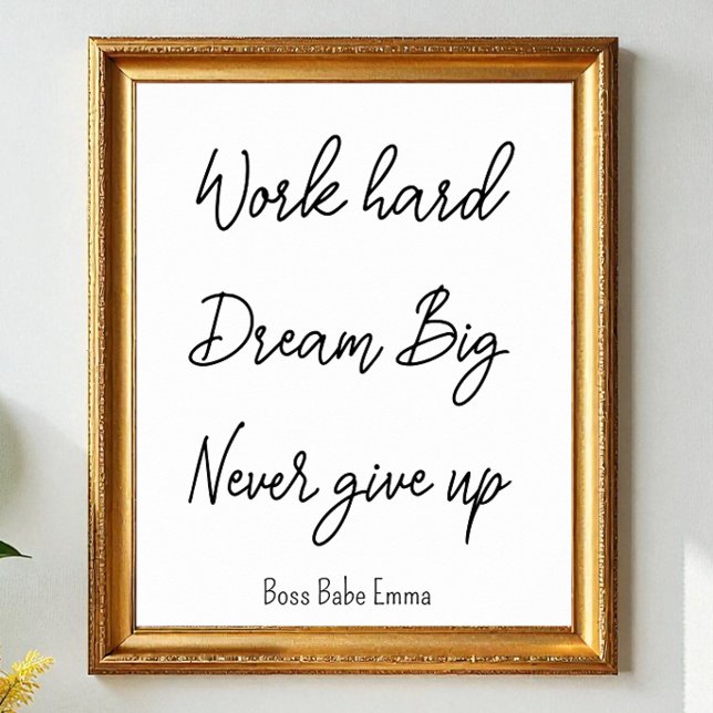 Affiche Citation de succès en noir blanc Travail Salle de  (Créateur téléchargé)