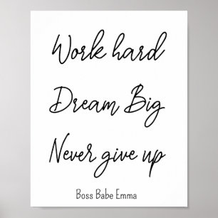 Affiche Citation de succès en noir blanc Travail Salle de 