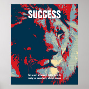 Affiche Citation de succès Pop Lion Inspiration