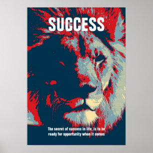 Affiche Citation de succès Pop Lion Inspiration