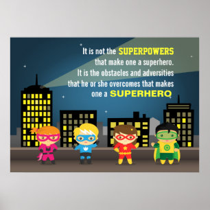 Affiche Citation de super-héros motivante et colorée pour 