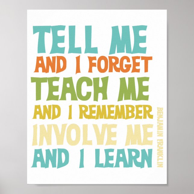 Affiche Citation De Texte Éducatif Impliquez-Moi Classique (Devant)