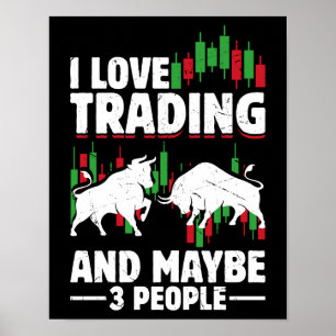 Affiche Citation de trading amusante Taureau & Bougie jour