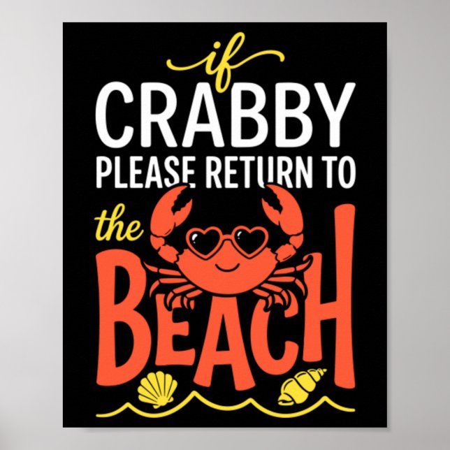 Affiche Citation de vacances à la plage de crabes célibata (Devant)