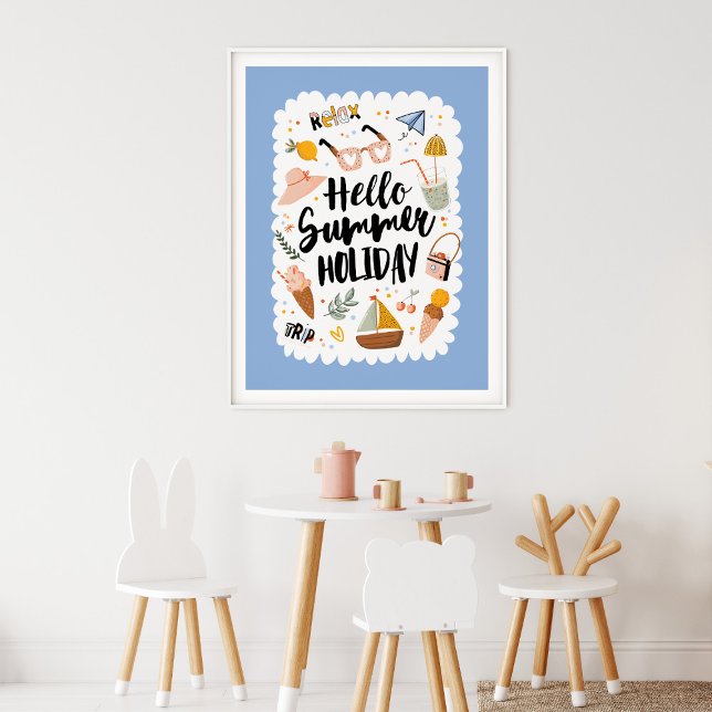 Affiche Citation de vacances d'été mignonne Illustration c (In Situ, Kids Play Room)