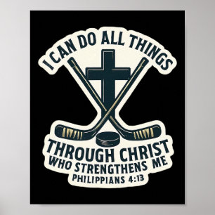 Affiche Citation de verset biblique de hockey sur glace ch
