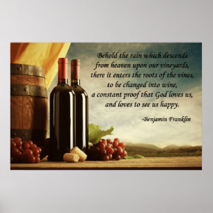 Affiche Citation de vin de Benjamin Franklin