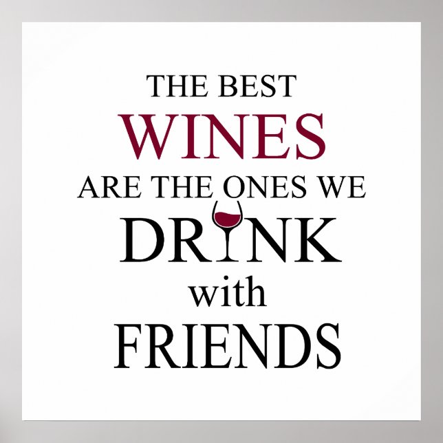Affiche citation de vin drôle pour les amis (Devant)