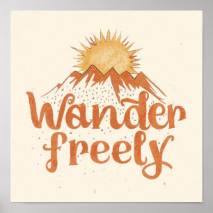 Affiche Citation de voyage dans la nature Wander librement