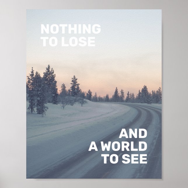 Affiche Citation De Voyage Inspirant Pink Grey Nature Phot (Devant)