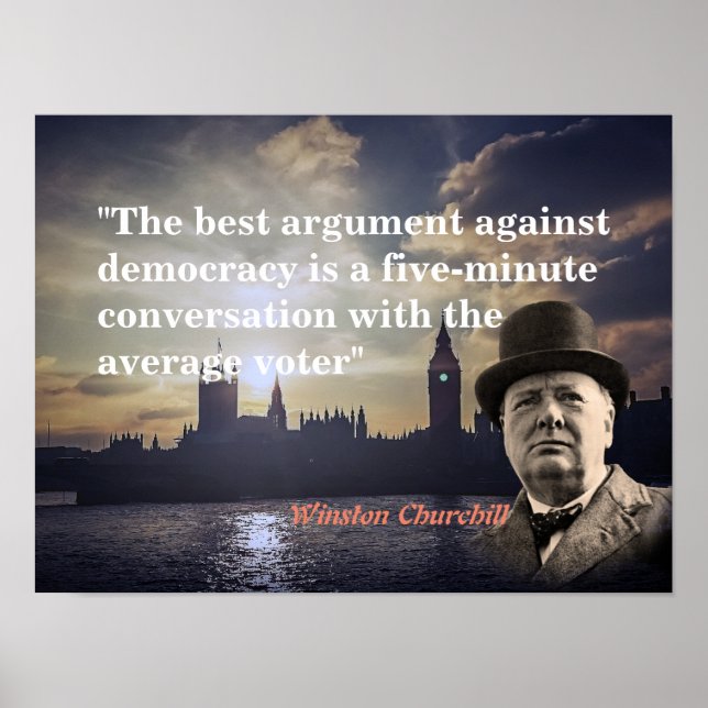 Affiche Citation De Winston Churchill Sur La Démocratie (Devant)