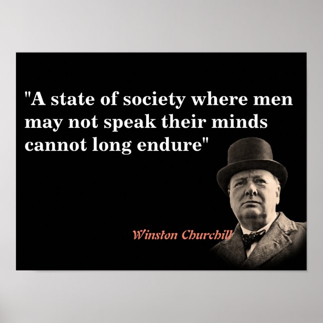 Affiche Citation De Winston Churchill Sur La Liberté D'Exp (Devant)
