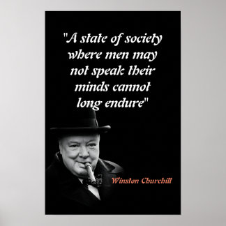 Affiche Citation de Winston Churchill sur la liberté d'exp