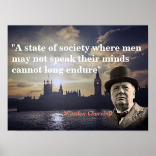 Affiche Citation De Winston Churchill Sur La Liberté D'Exp
