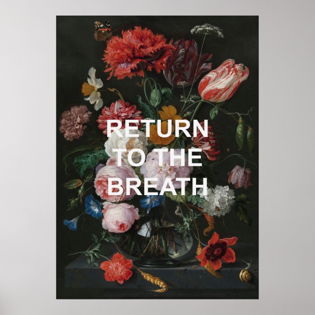 Affiche Citation De Yoga De Beathing Mindful + Peinture Fl (Devant)