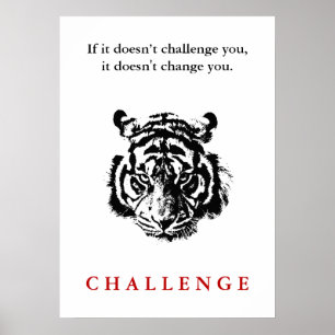 Affiche Citation Défi Motivationnel Du Tigre Sauvage