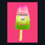 Affiche Citation d'été pop framboise mignonne art alimenta<br><div class="desc">Illustration de l'aquarelle de la glace de framboise mignonne. Pour les amateurs de popsicle partout. Joli design estival. Pop art berry et girly.. Super mignon et tendance. Avec la citation été de l'état d'esprit été.</div>