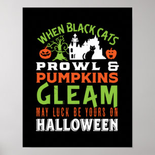 Affiche Citation d'Halloween pour la chance vintage Retro 