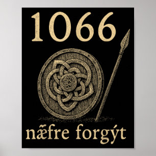 Affiche Citation d'histoire viking en vieil anglais 1066 N