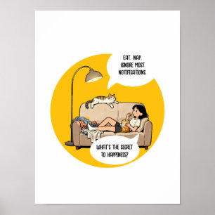 Affiche Citation d'humour pour amateur de chats drôles Int